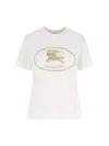 Burberry T-shirt In Cotone Con Knight Stamp In White