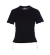 Burberry Crewneck T-shirt With Check Motif Detail In Black