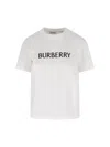 Burberry Ribbed Cotton Jersey T-shirt With Logo Print In Neutral