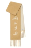 Burberry Reversible Logo Alpaca Wool Blend Scarf In Brown