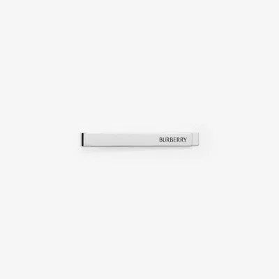 Burberry Logo Tie Bar In Silver
