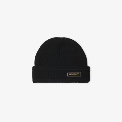 Burberry Logo Wool Beanie In Black