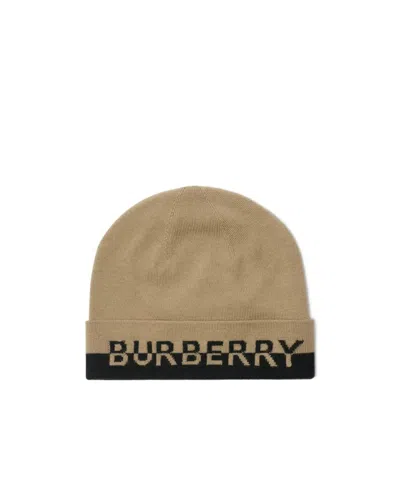 Burberry Logo Wool Hat In Brown