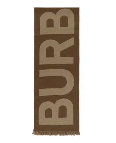 Burberry Logo Wool Scarf In Green