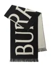 Burberry Wool Scarf With Lettering Logo In Black