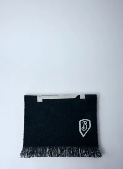 Burberry Logo Wool Scarf In Black