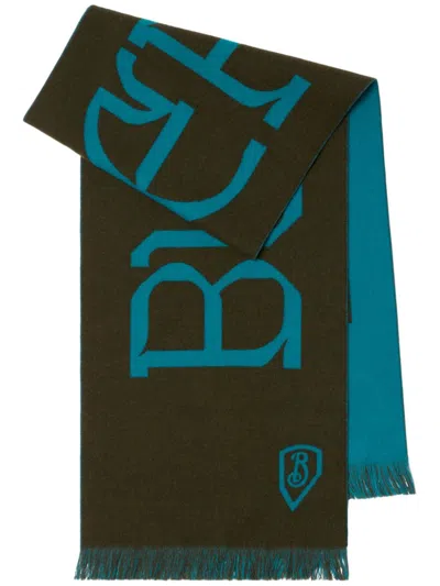 Burberry Logo Wool Scarf In Black