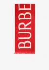 Burberry Logo Wool Scarf In Red