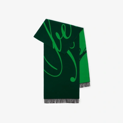 Burberry Logo Wool Silk Scarf In Green