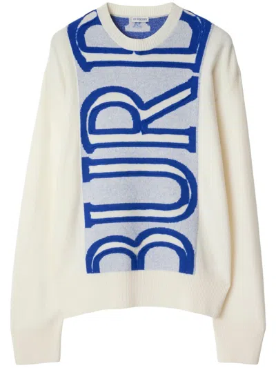Burberry Logo Wool Sweater In Neutrals