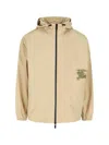Burberry Relaxed Fit Hooded Jacket With Embroidered Detail In Beige
