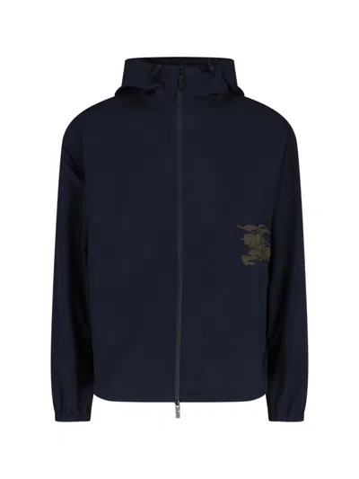 Burberry Logo Zip Jacket In Blue