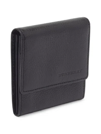 Pre-owned Burberry Logo-debossed Leather Coin Purse In Black
