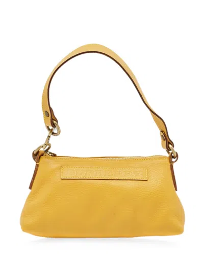 Pre-owned Burberry Logo-detail Leather Shoulder Bag In Yellow