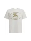 Burberry Men Beige Crewneck T-shirt With Maxi Logo On The Front In Cotton Man