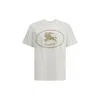 Burberry Beige Crewneck T-shirt With Maxi Logo On The Front In Cotton Man