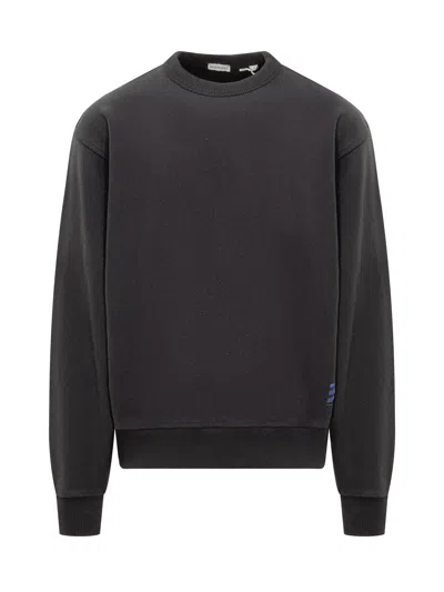 Burberry Logo-embroidered Cotton Sweatshirt In Black