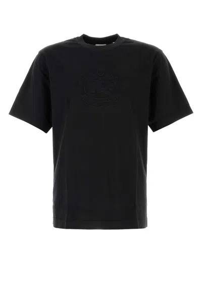 Burberry Logo-embroidered Cotton T-shirt In Black