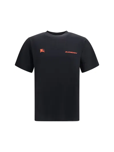 Burberry Logo-embroidered Cotton T-shirt In Black