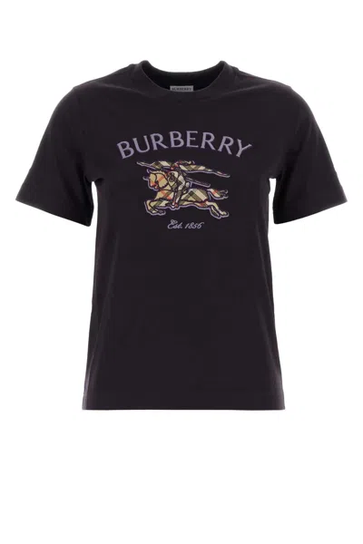 Burberry Logo-embroidered Cotton T-shirt In Black