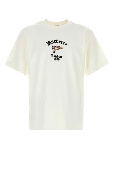 Burberry Logo-embroidered Cotton T-shirt In Neutral