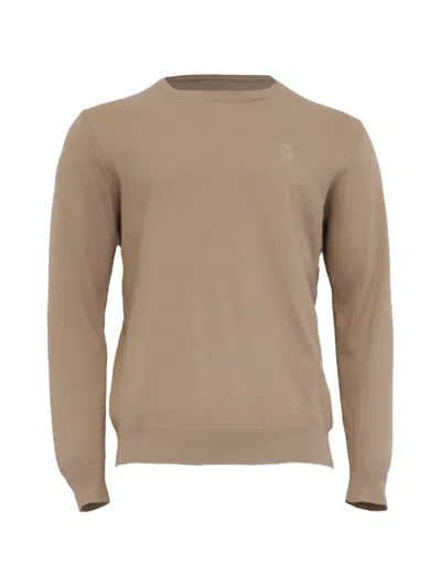 Pre-owned Burberry Logo-embroidered Knitted Sweater In Neutrals