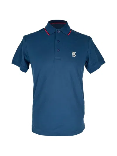 Pre-owned Burberry Logo-embroidered Polo Shirt In Blue