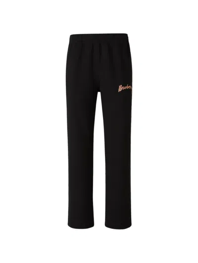 Burberry Logo-embroidered Track Trousers In Black