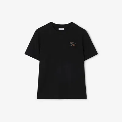 Burberry Logo-embroidered T-shirt In Black