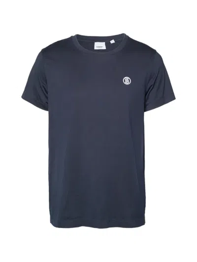 Pre-owned Burberry Logo-embroidery T-shirt In Blue