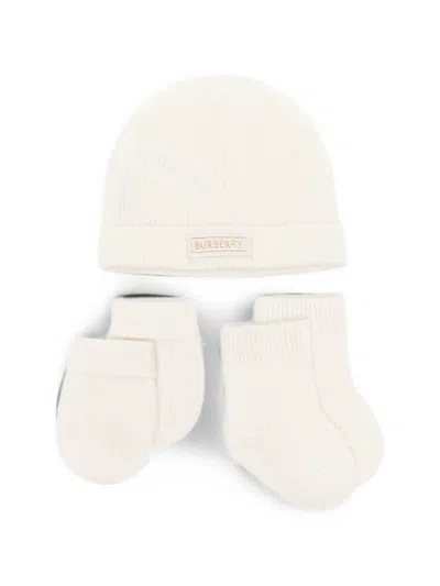 Burberry Babies' Logo-patch Ribbed-knit Set Of Five Pieces In Brown