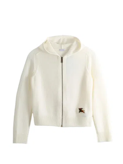 Burberry Logo-patch Zip-up Cardigan In White