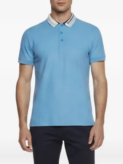 Pre-owned Burberry Logo-print Collar Polo Shirt In Blue