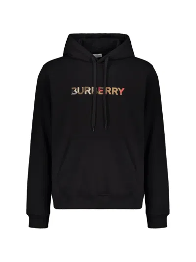 Burberry Logo-print Drawstring Hoodie In Black