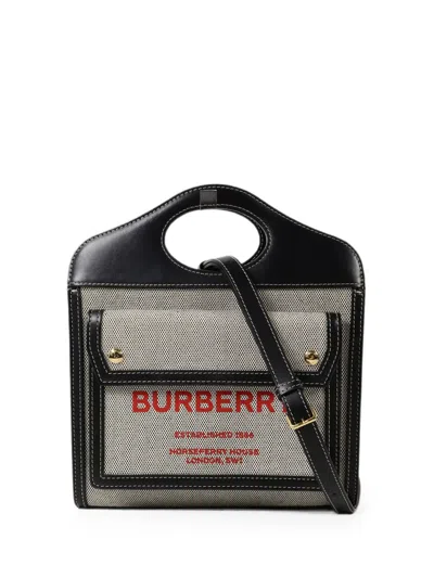 Pre-owned Burberry Logo-print Pocket Tote Bag In Neutral