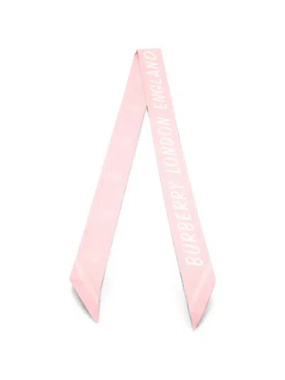 Pre-owned Burberry Logo-print Scarf In Pink