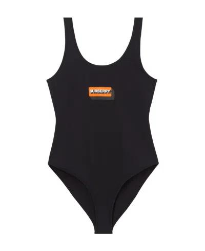 Burberry Logo-print Swimsuit In Black