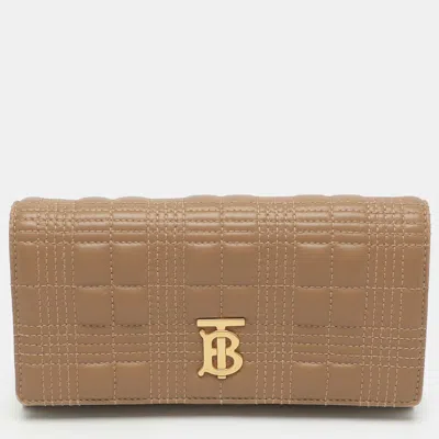 Pre-owned Burberry Lola Beige Quilted Leather Continental Wallet