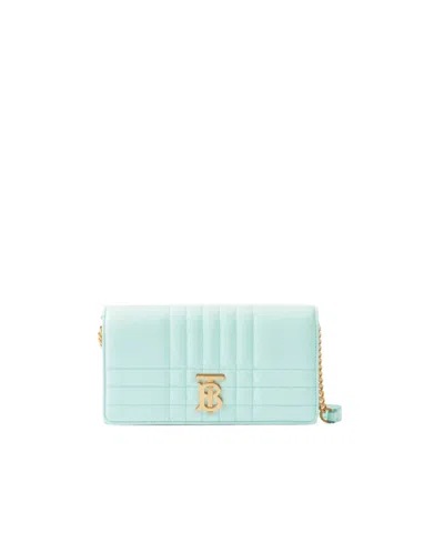 Burberry Lola Leather Wallet-on-chain In Blue