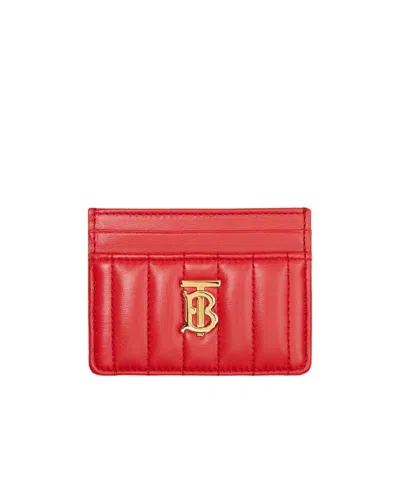 Burberry Lola Logo Plaque Quilter Cardholder In Red