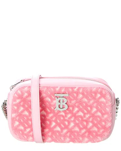 Burberry Lola Mini Terry & Leather Camera Bag In Pink