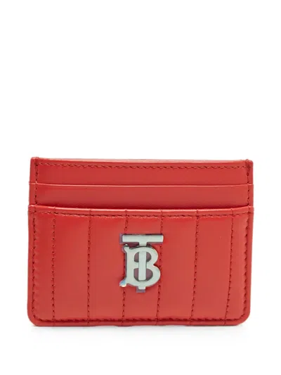 Pre-owned Burberry Lola Quilted Card Holder In Red