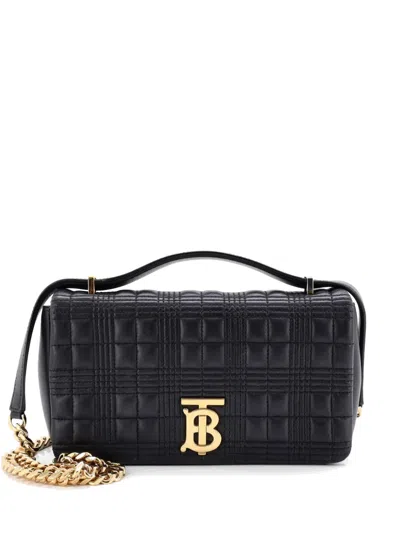 Pre-owned Burberry Lola Quilted Lambskin Small Shoulder Bag In Black