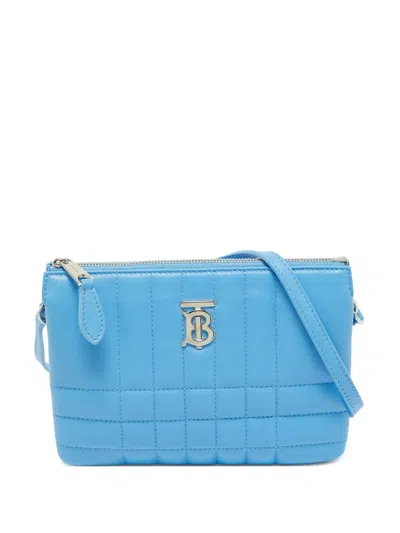 Pre-owned Burberry Lola Quilted Leather Cross Body Bag In Blue