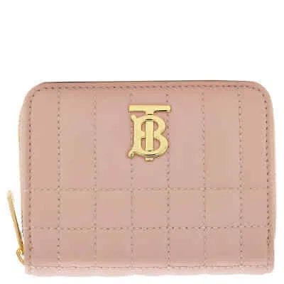 Pre-owned Burberry Lola Quilted Leather Mini Zip Wallet 8062370 In Pink