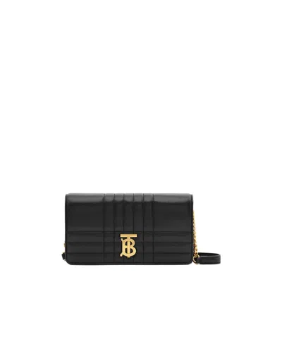 Burberry Lola Quilted Leather Wallet-on-strap In Black