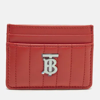 Pre-owned Burberry Lola Red Quilted Leather Card Holder