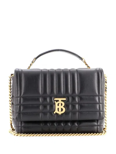 Pre-owned Burberry Lola Satchel Quilted Lambskin Small Shoulder Bag In Black