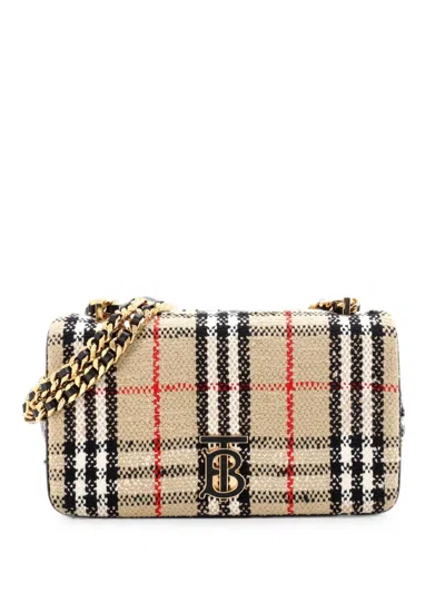Pre-owned Burberry Lola Vintage Check Tweed Small Shoulder Bag In Neutral