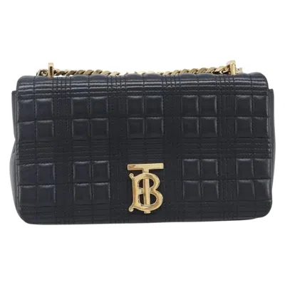 Pre-owned Burberry Lola Wallet On Chain Quilted Leather Black Leather Crossbody Bag Bag ()